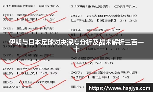 伊朗与日本足球对决深度分析及战术解析三百一十